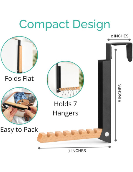 Perchero sobre la puerta TERRA HOME negro plegable 1 pieza