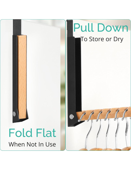 Perchero sobre la puerta TERRA HOME negro plegable 1 pieza