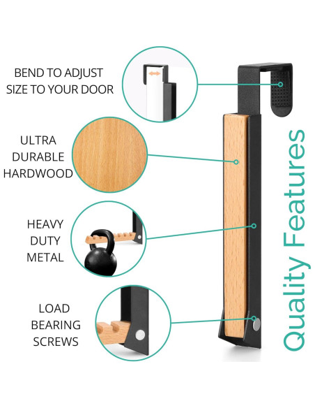 Perchero sobre la puerta TERRA HOME negro plegable 1 pieza