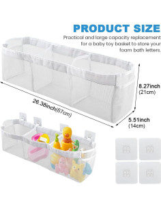 Organizador de Juguetes de Baño JIANWEI, 3 Compartimentos, Blanco 2