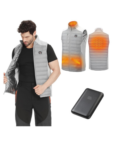 Chaleco Térmico KEMIMOTO para Hombres, Batería 10000mAh, Gris
