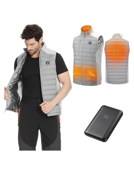 Chaleco Térmico KEMIMOTO para Hombres, Batería 10000mAh, Gris