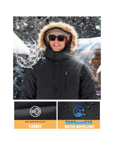 Chaqueta de Invierno TACVASEN para Hombre con Capucha