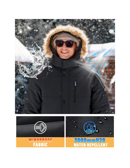 Chaqueta de Invierno TACVASEN para Hombre con Capucha