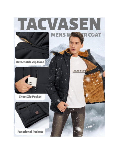 Chaqueta de Invierno TACVASEN para Hombre con Capucha