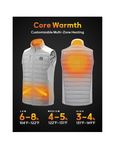 Chaleco Térmico KEMIMOTO para Hombres, Batería 10000mAh, Gris
