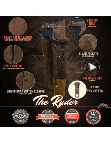 Chaps de Cuero Milwaukee MLM5518 para Hombre Marrón Térmicos