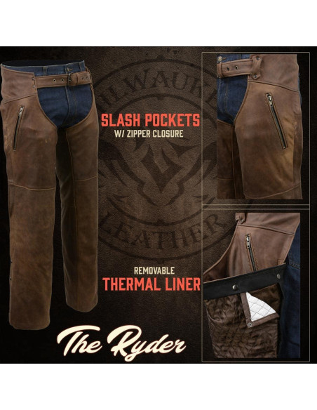 Chaps de Cuero Milwaukee MLM5518 para Hombre Marrón Térmicos