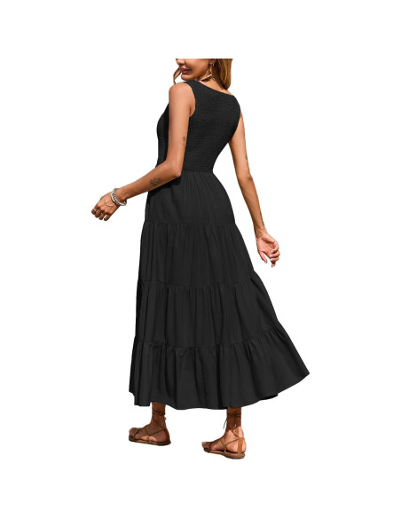 Vestido Maxi de Playa para Mujeres CzzzyL Sin Mangas con Bolsillos