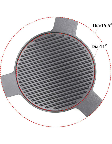 Plato de Hierro Fundido Hongso 15.5" para Parrilla Kamado