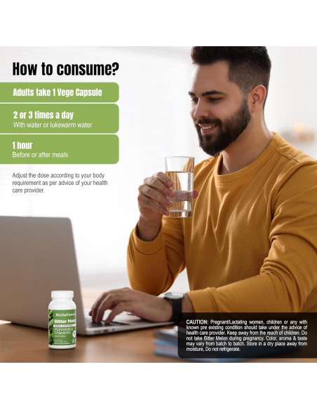 Cápsulas de Melón Amargo Herbsforever 60 Unidades 800 Mg