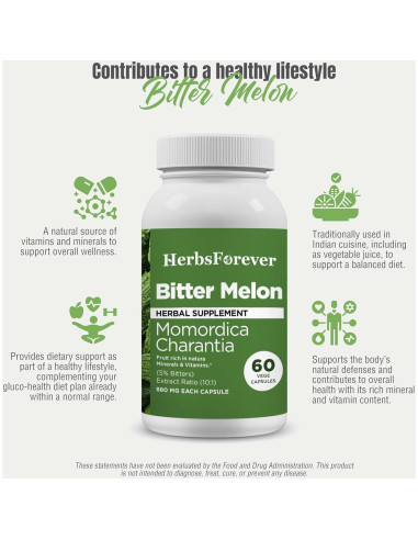 Cápsulas de Melón Amargo Herbsforever 60 Unidades 800 Mg