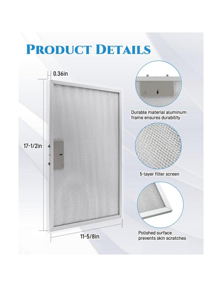 2 Filtros de Grasa AWTURBO WB02X11012 para Campana Extractora