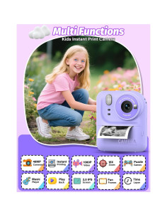 Cámara Instantánea para Niños Teslahero Púrpura 48MP HD 2