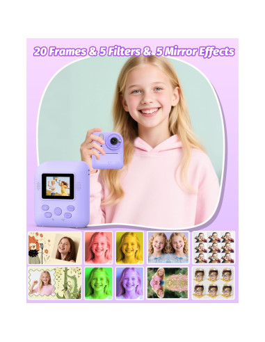 Cámara Instantánea para Niños Teslahero Púrpura 48MP HD