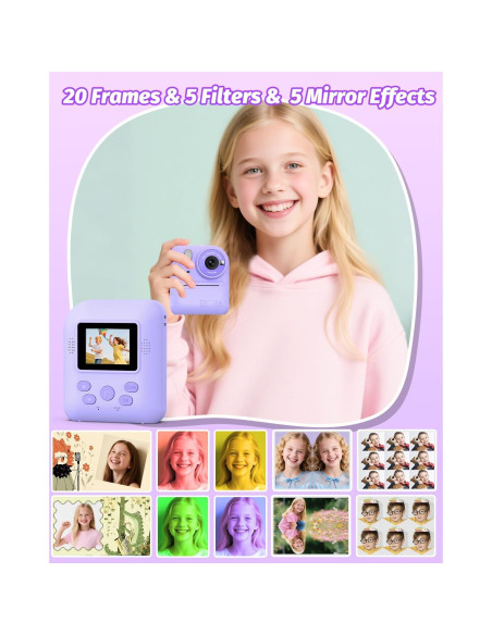 Cámara Instantánea para Niños Teslahero Púrpura 48MP HD