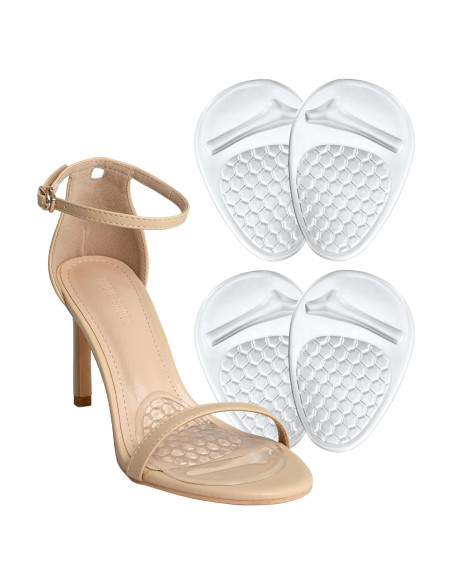 Almohadillas Metatarsales HiRui para Mujeres - 2 Pares Transparentes