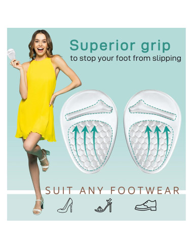 Almohadillas Metatarsales HiRui para Mujeres - 2 Pares Transparentes