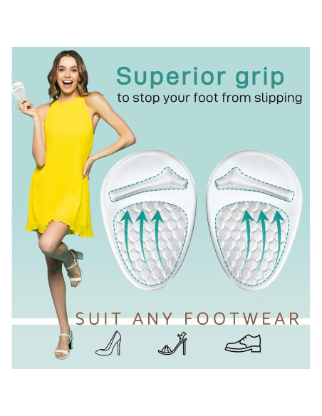 Almohadillas Metatarsales HiRui para Mujeres - 2 Pares Transparentes