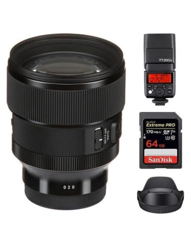 Lente Sigma 85mm f/1.4 DG DN Art para Sony E + Flash Godox TT350S