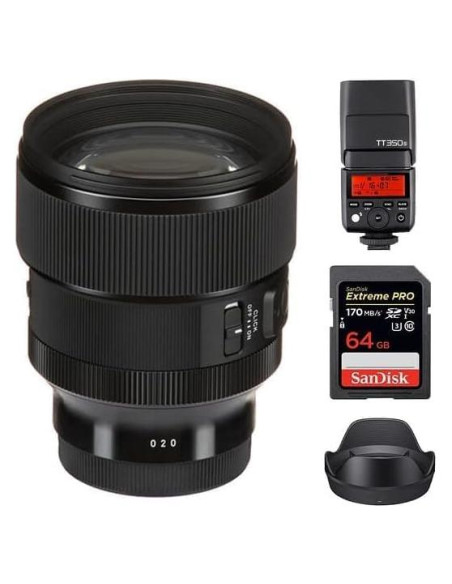 Lente Sigma 85mm f/1.4 DG DN Art para Sony E + Flash Godox TT350S