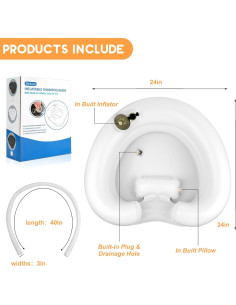 Lavabo Inflable Portátil JHXTZ para Lavado de Cabello Blanco 2