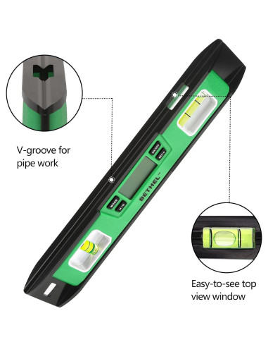 Nivel Digital Bethel Torpedo 25.4 cm IP54 Magnético Verde