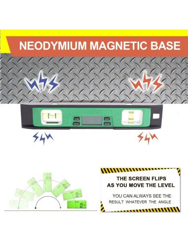 Nivel Digital Bethel Torpedo 25.4 cm IP54 Magnético Verde