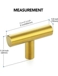 Paquete de 10 pomos dorados HOME EDIT 5.08 cm para gabinetes 2