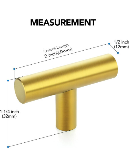 Paquete de 10 pomos dorados HOME EDIT 5.08 cm para gabinetes