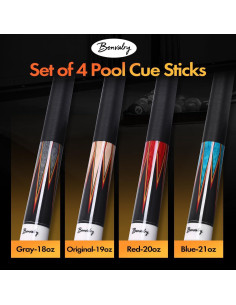 Juego de 4 Tacos de Billar Bonvalry 147 cm con Diseño Único 2
