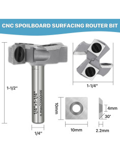 Fresa CNC KEENTECH 1/4" Eje 31.75 mm Carburo 2+2 Inserciones 2