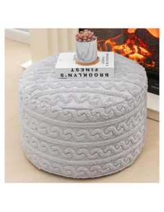 Pouf Redondo Asuprui Puff Ottoman 51x31 cm Gris Claro