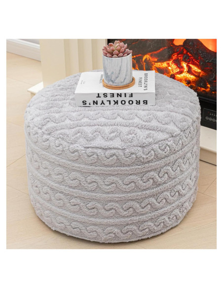 Pouf Redondo Asuprui Puff Ottoman 51x31 cm Gris Claro