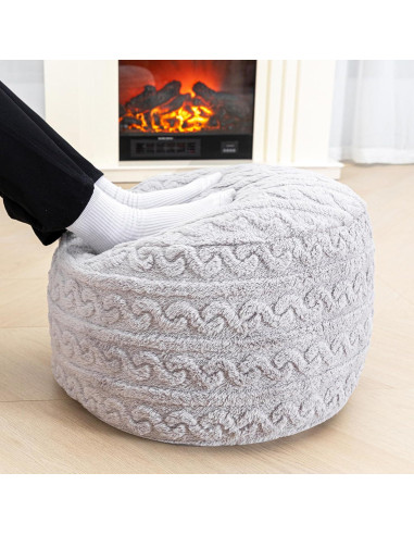 Pouf Redondo Asuprui Puff Ottoman 51x31 cm Gris Claro