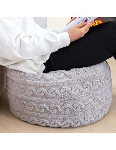 Pouf Redondo Asuprui Puff Ottoman 51x31 cm Gris Claro