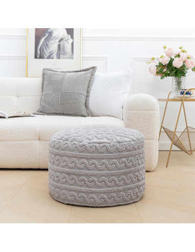Pouf Redondo Asuprui Puff Ottoman 51x31 cm Gris Claro