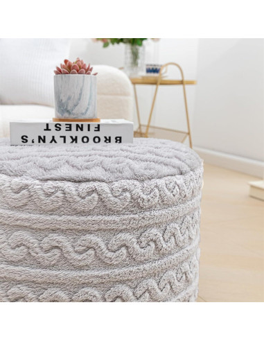 Pouf Redondo Asuprui Puff Ottoman 51x31 cm Gris Claro