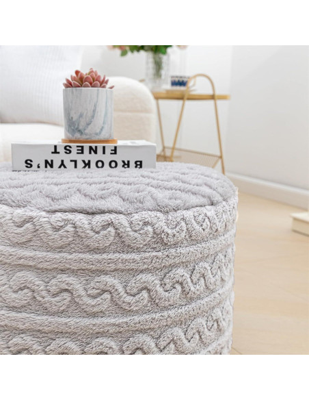 Pouf Redondo Asuprui Puff Ottoman 51x31 cm Gris Claro