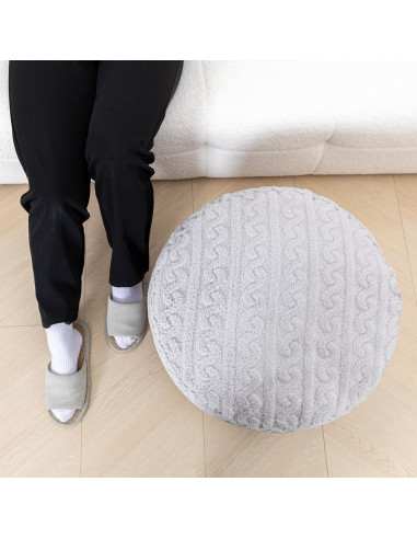 Pouf Redondo Asuprui Puff Ottoman 51x31 cm Gris Claro