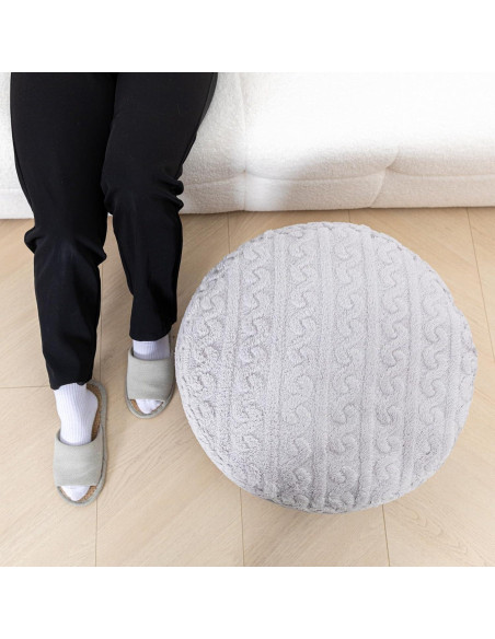 Pouf Redondo Asuprui Puff Ottoman 51x31 cm Gris Claro