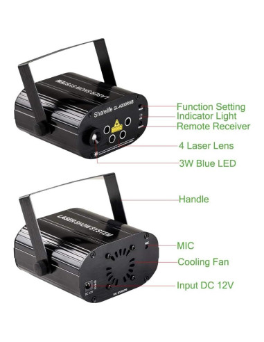 Proyector de Luz LED RGB Sharelife SL-A200RGB con Control Remoto