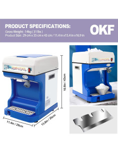 Máquina de Hielo Raspado OKF WF-A188 250W 120kg/h para Conos de Nieve 2