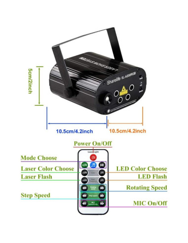 Proyector de Luz LED RGB Sharelife SL-A200RGB con Control Remoto