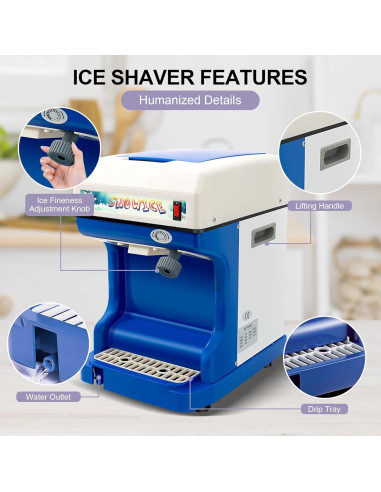 Máquina de Hielo Raspado OKF WF-A188 250W 120kg/h para Conos de Nieve