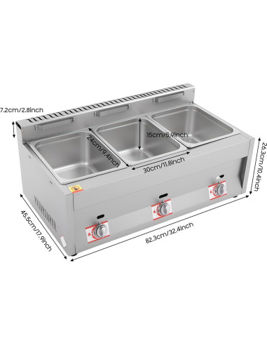 Freidora de Gas Comercial LLHZGAO 3 Ollas 10L Acero Inoxidable