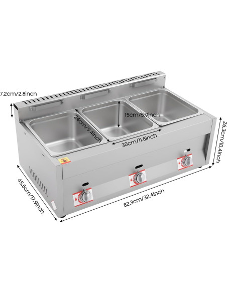 Freidora de Gas Comercial LLHZGAO 3 Ollas 10L Acero Inoxidable