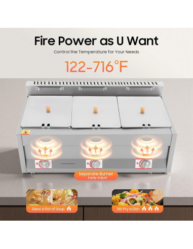 Freidora de Gas Comercial LLHZGAO 3 Ollas 10L Acero Inoxidable