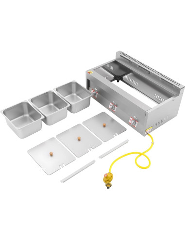 Freidora de Gas Comercial LLHZGAO 3 Ollas 10L Acero Inoxidable