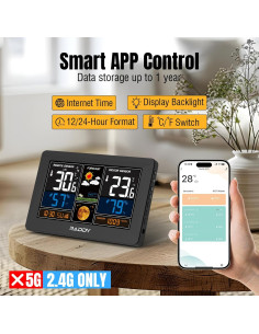 Estación Meteorológica Wi-Fi Raddy N75 Pantalla 19.05 cm 2